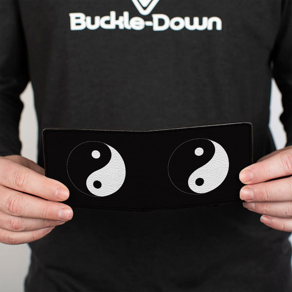 Buckle-Down Bi-Fold Wallet - Yin Yang Symbol Black White