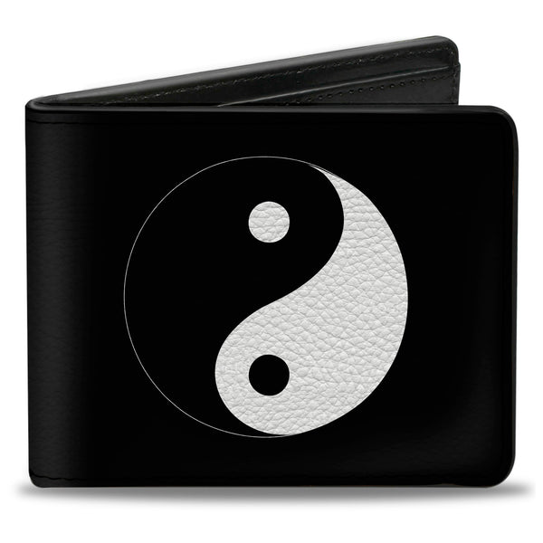Buckle-Down Bi-Fold Wallet - Yin Yang Symbol Black White