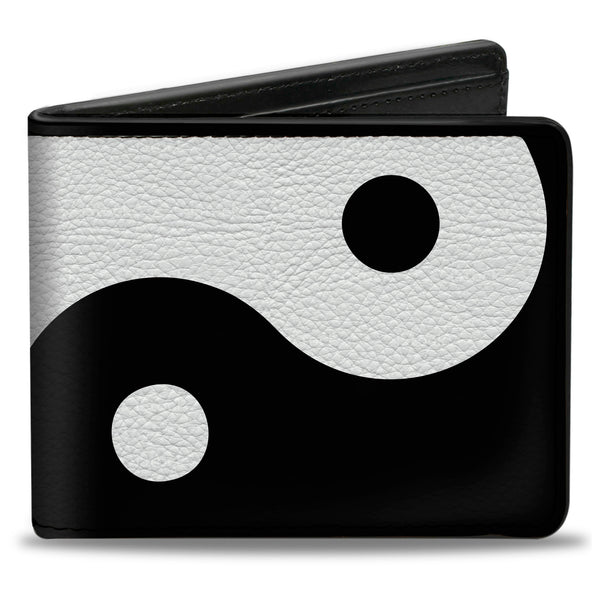 Buckle-Down Bi-Fold Wallet - Yin Yang Symbol CLOSE-UP Characters Black White