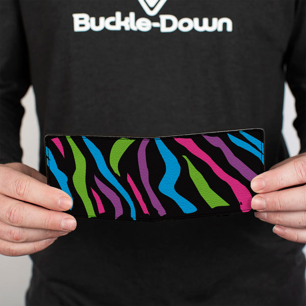 Buckle-Down Bi-Fold Wallet - Zebra Black Blue Green Pink Purple