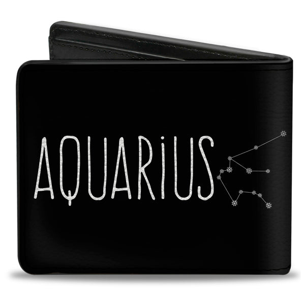 Buckle-Down Bi-Fold Wallet - Zodiac AQUARIUS Constellation Black White