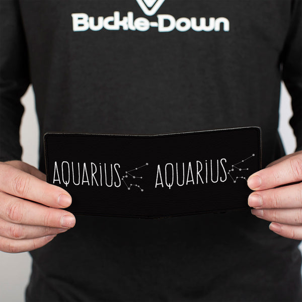Buckle-Down Bi-Fold Wallet - Zodiac AQUARIUS Constellation Black White