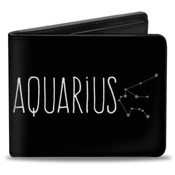 Buckle-Down Bi-Fold Wallet - Zodiac AQUARIUS Constellation Black White