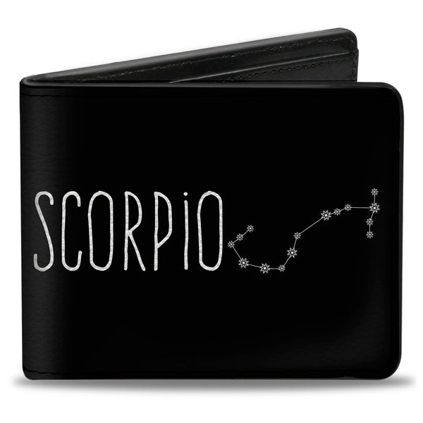 Buckle-Down Bi-Fold Wallet - Zodiac SCORPIO Constellation Black White