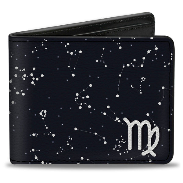 Buckle-Down Bi-Fold Wallet - Zodiac Virgo Symbol Constellations Black White