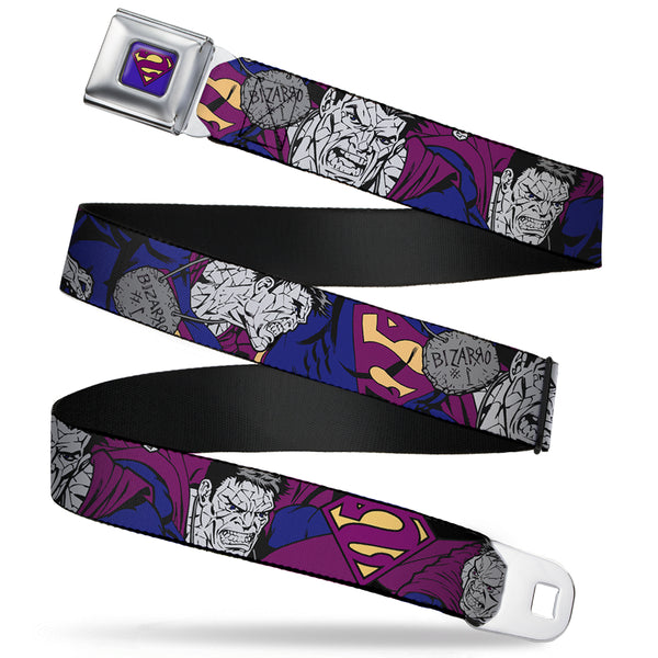 Buckle-Down Bizzaro Logo Full Color Blue Seatbelt Belt - Bizzaro Action Webbing