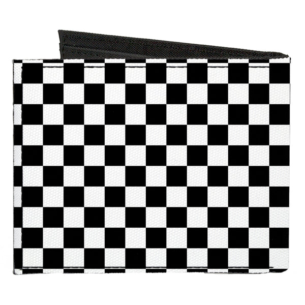 Buckle-Down Black And White Checkered Canvas Bi-Fold Wallet