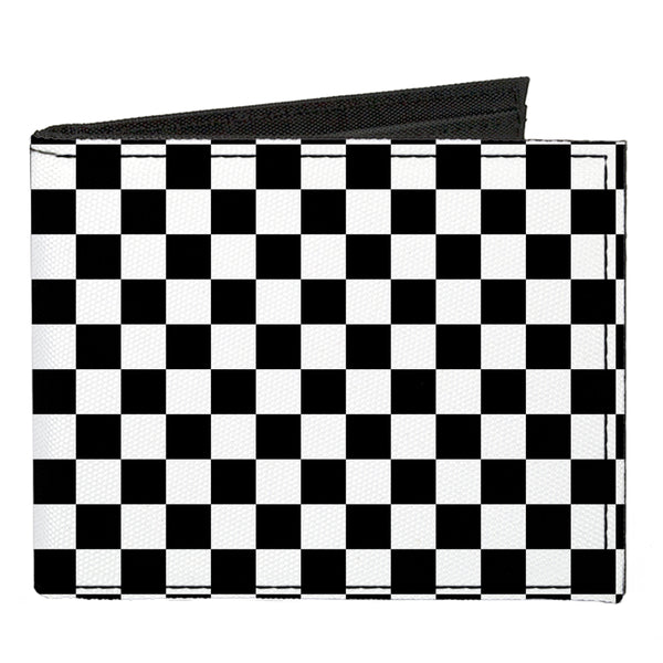 Buckle-Down Black and White Checkered Canvas Bi-Fold Wallet