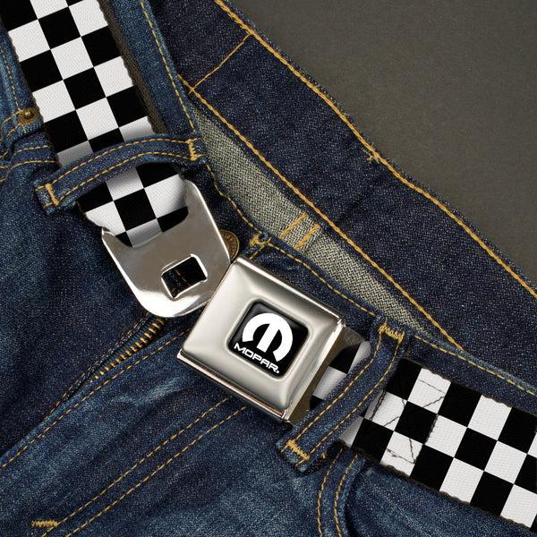 Buckle-Down Black And White Checkered With MOPAR Logo Seatbelt Belt