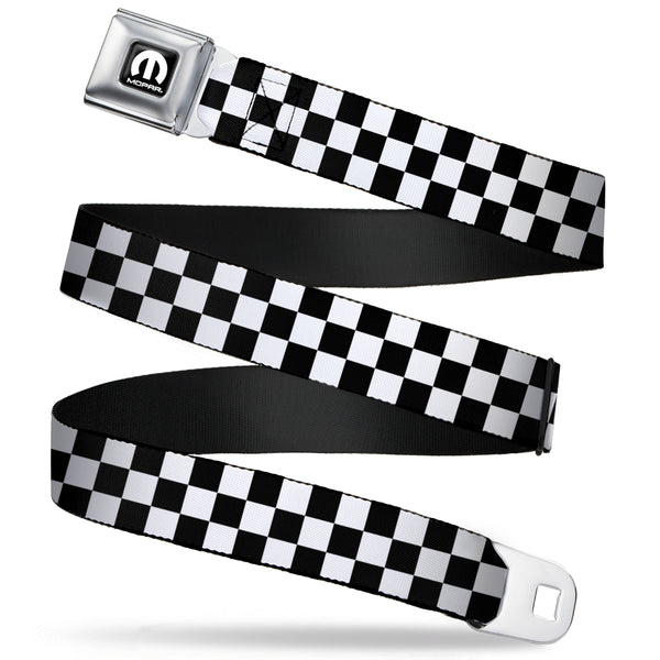 Buckle-Down Black and White Checkered with MOPAR Logo Seatbelt Belt
