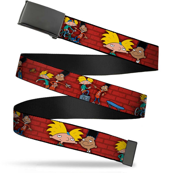 Buckle-Down Black Buckle Web Belt - Arnold & Gerald Poses Brick Wall Webbing