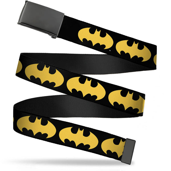 Buckle-Down Black Buckle Web Belt - Bat Signal-1 Black/Yellow Webbing