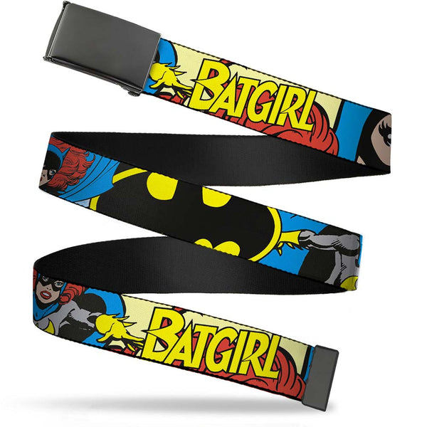 Buckle-Down Black Buckle Web Belt - BATGIRL in Action w/Face CLOSE-UP Webbing