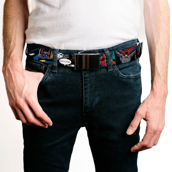 Buckle-Down Black Buckle Web Belt - Batman & Joker Comic Strip Webbing