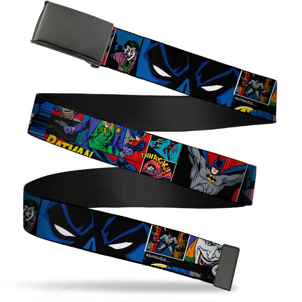 Buckle-Down Black Buckle Web Belt - Batman & Joker Comic Strip Webbing