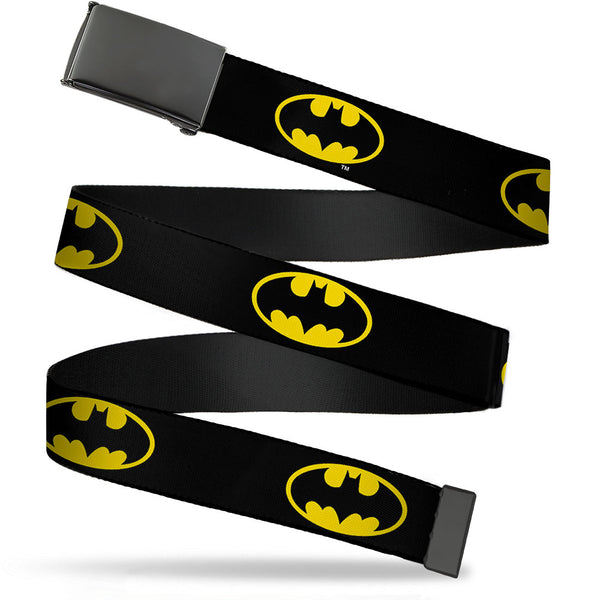 Buckle-Down Black Buckle Web Belt - Batman Shield Black/Yellow Webbing