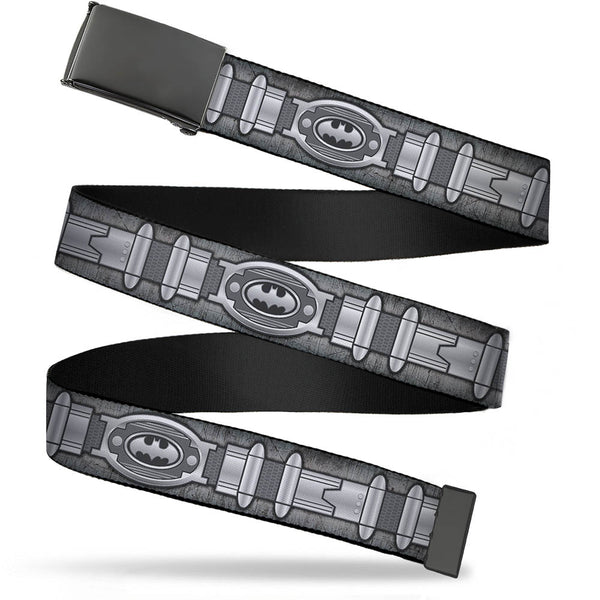 Buckle-Down Black Buckle Web Belt - Batman Utility Belt Grays Webbing