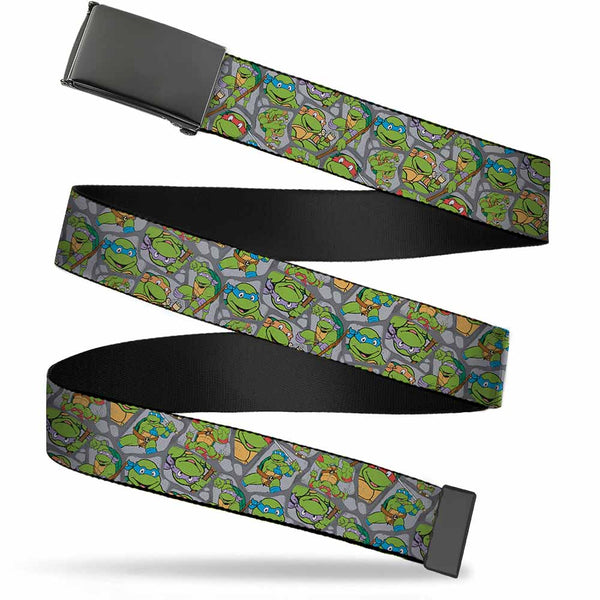 Buckle-Down Black Buckle Web Belt - Classic Teenage Mutant Ninja Turtles Expression & Pose Turtle Shell Collage Lavender Webbing
