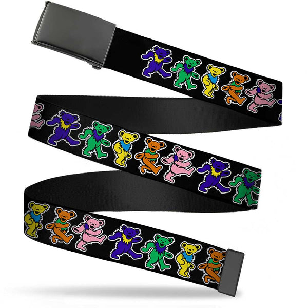 Buckle-Down Black Buckle Web Belt - Dancing Bears Black/Multi Color Webbing