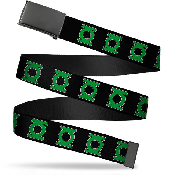 Buckle-Down Black Buckle Web Belt - Green Lantern Logo Black/Green Webbing
