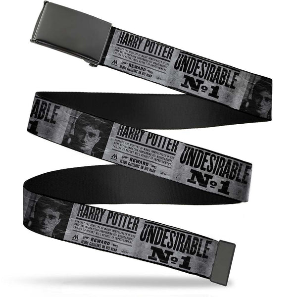 Buckle-Down Black Buckle Web Belt - Harry Potter UNDESIRABLE NO 1 White/Black Webbing