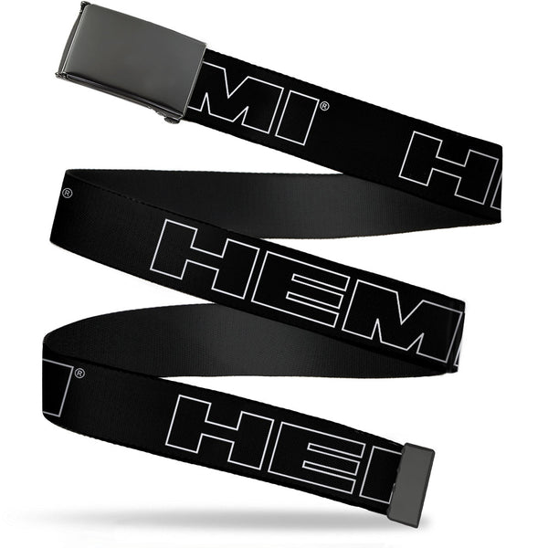Buckle-Down Black Buckle Web Belt - HEMI Bold Outline Black/White Webbing