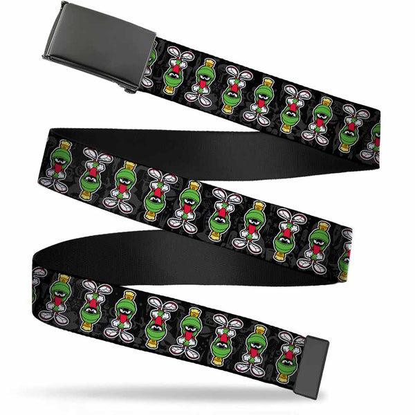 Buckle-Down Black Buckle Web Belt - Marvin the Martian Pose Flip/Lab Equipment Black/Gray Webbing