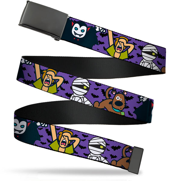 Buckle-Down Black Buckle Web Belt - Mini Scooby Doo Halloween/Bats Purple/Black Webbing