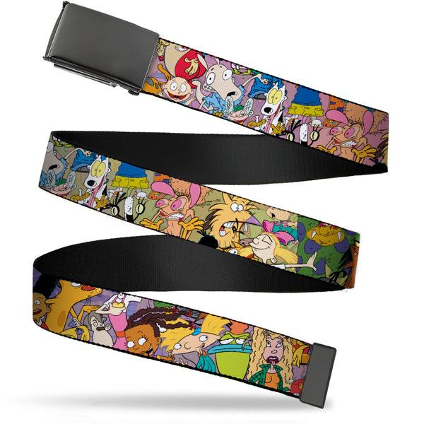 Buckle-Down Black Buckle Web Belt - Nick 90's Rewind Character Mash Up Collage2 Pinks Webbing