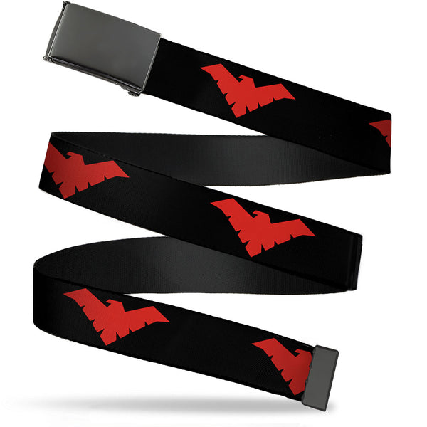 Buckle-Down Black Buckle Web Belt - Nightwing Logo Black/Red Webbing