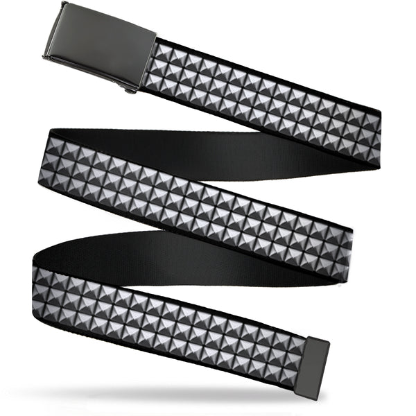 Buckle-Down Black Buckle Web Belt - Printed Studs Webbing