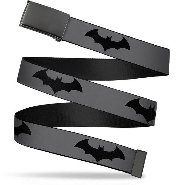 Buckle-Down Black Buckle Web Belt - Retro Bat Logo Gray/Black Webbing
