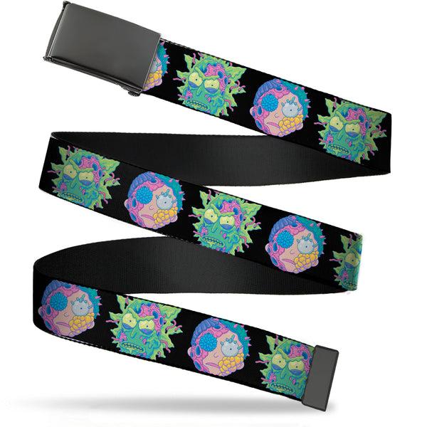 Buckle-Down Black Buckle Web Belt - Rick and Morty Cell Faces Black Webbing