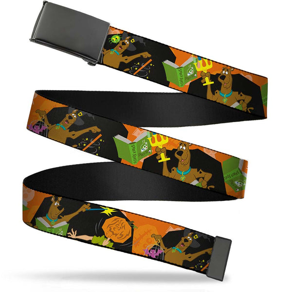 Buckle-Down Black Buckle Web Belt - Scooby Doo Halloween/Snack Spells Webbing