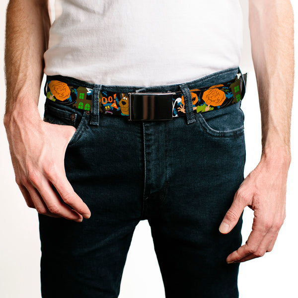 Buckle-Down Black Buckle Web Belt - Scooby Doo Halloween2/Ghosts BOO Webbing