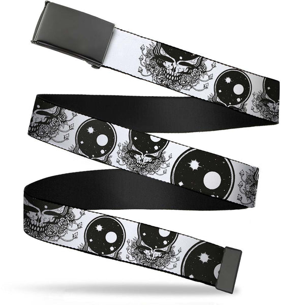 Buckle-Down Black Buckle Web Belt - Space Your Face White/Black Webbing