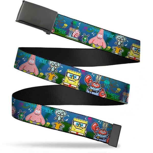 Buckle-Down Black Buckle Web Belt - SpongeBob & Friends 8-Bit Scene Webbing