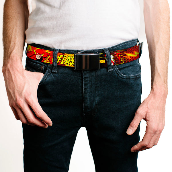 Buckle-Down Black Buckle Web Belt - The Flash BOOM-KABOOM Webbing