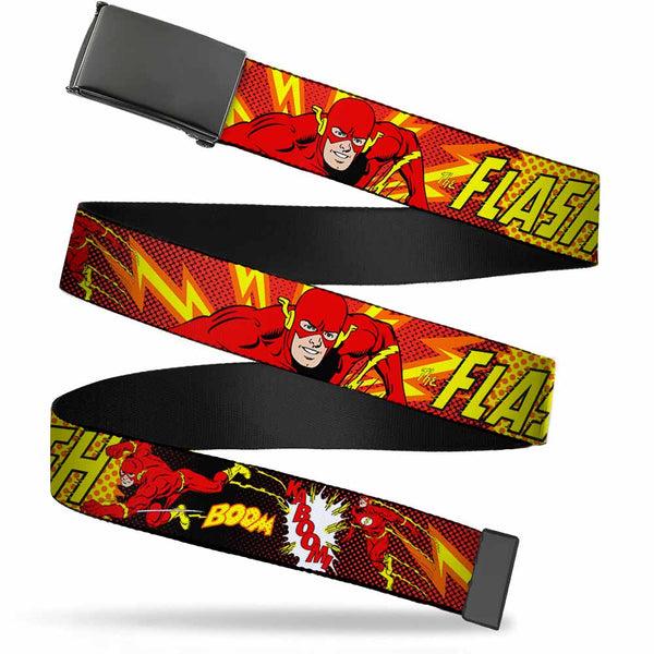 Buckle-Down Black Buckle Web Belt - The Flash BOOM-KABOOM Webbing