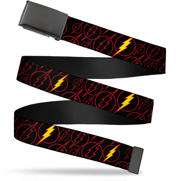 Buckle-Down Black Buckle Web Belt - The Flash Logo13 Scattered Black/Red/Yellow Webbing