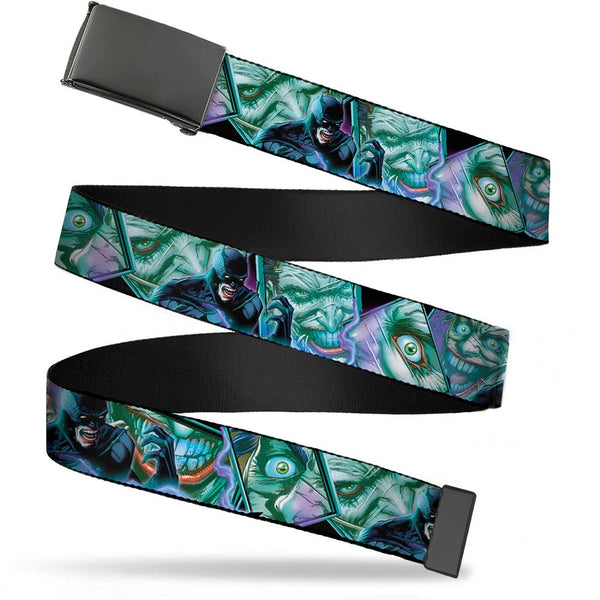 Buckle-Down Black Buckle Web Belt - The New 52 Detective Comics Issue #16 Batman Screaming & Joker Expressions Cover Pose Webbing