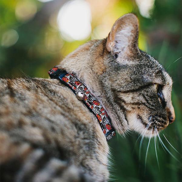 Buckle-Down Breakaway Cat Collar With Bell - Cars 3 Lightning McQueen/Storm Jackson Poses Scattered White