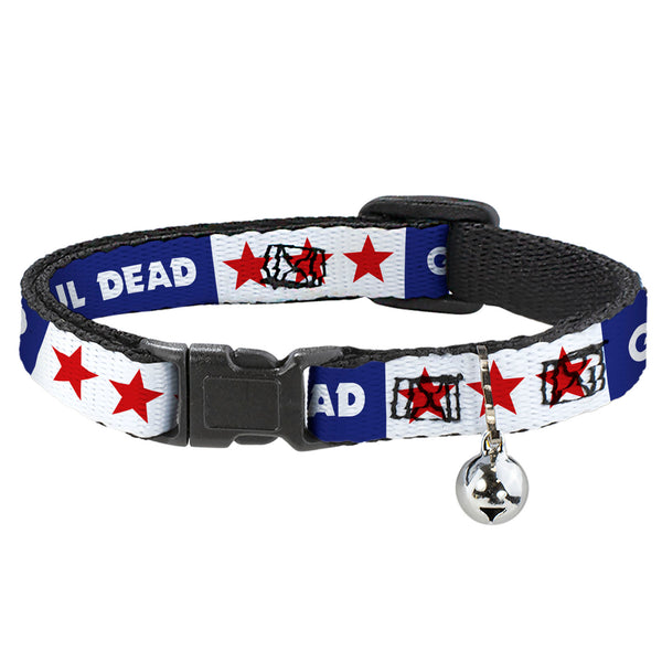 Buckle-Down Breakaway Cat Collar With Bell - GOOD OL' GRATEFUL DEAD Text And Stars Blue/White/Red
