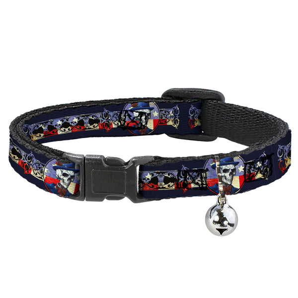 Buckle-Down Breakaway Cat Collar with Bell - Grateful Dead Dave's Picks Skeleton Americana Bonus Art