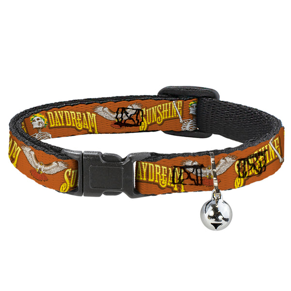 Buckle-Down Breakaway Cat Collar with Bell - Grateful Dead SUNSHINE DAYDREAM Skeleton Orange