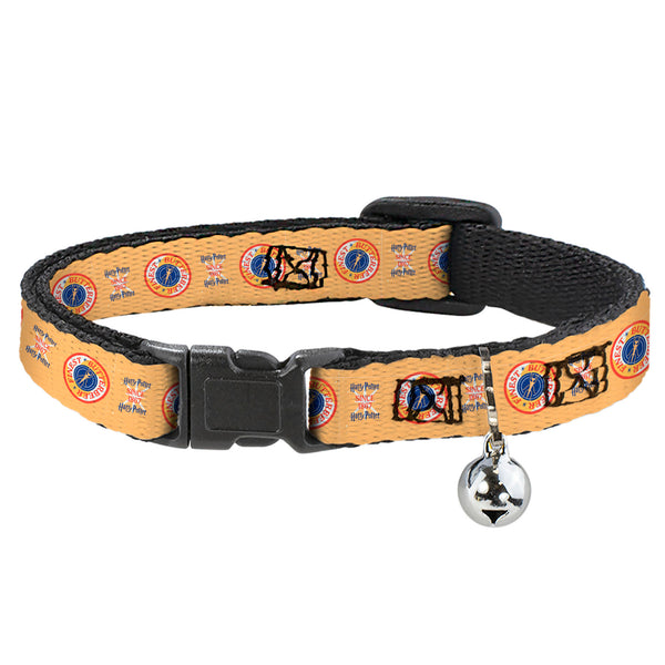 Buckle-Down Breakaway Cat Collar with Bell - HARRY POTTER SINCE 1867 FINEST BUTTERBEER Icon Yellow/Blue/Red
