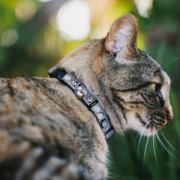 Buckle-Down Breakaway Cat Collar With Bell - Peanuts Gang Expressions Gray/Black/White