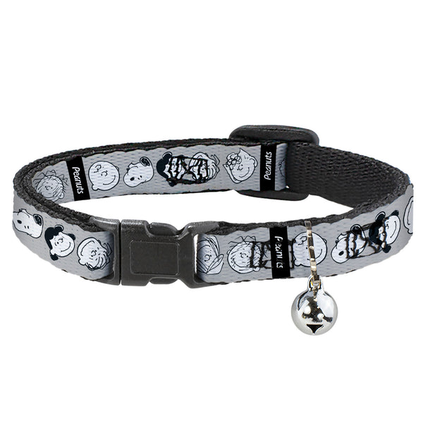 Buckle-Down Breakaway Cat Collar with Bell - Peanuts Gang Expressions Gray/Black/White