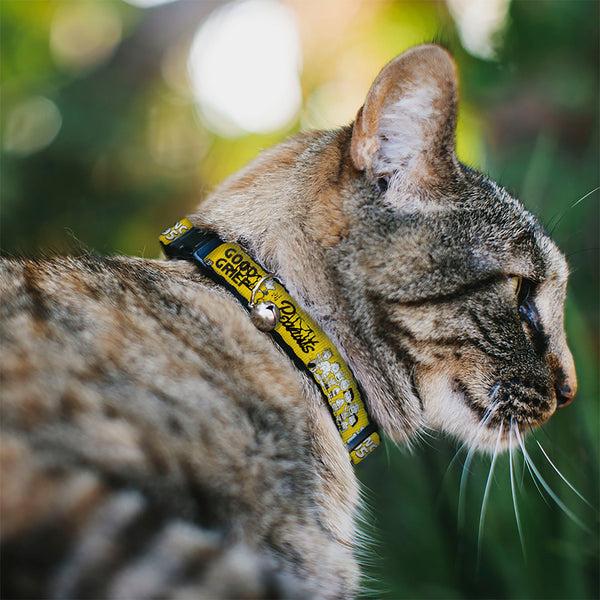 Buckle-Down Breakaway Cat Collar With Bell - PEANUTS Gang SINCE 1950 GOOD GRIEF Group Pose Yellow/Black