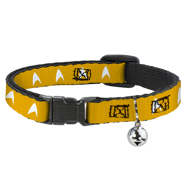 Buckle-Down Breakaway Cat Collar with Bell - Star Trek Starfleet Insignia Golden Yellow/White